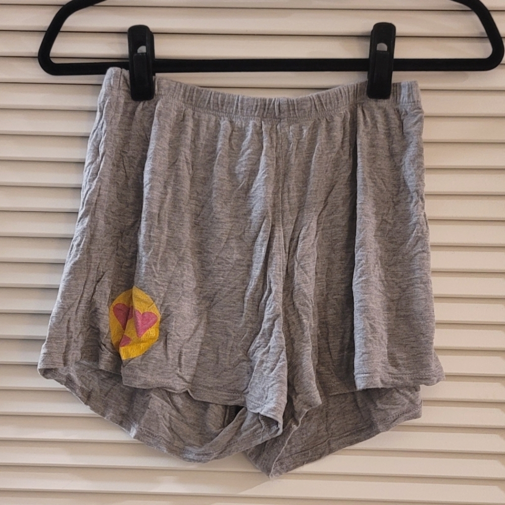 Free Kisses - Emoji Smiley Face Grey Loungewear Pajama Shorts